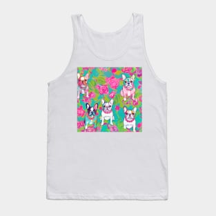 French bulldogs and roses preppy pattern Tank Top